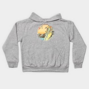 Japanese mountain painting Kids Hoodie